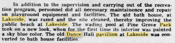 Lakeside Pavillion - Oct 1954 Article On Conversion To Bath House